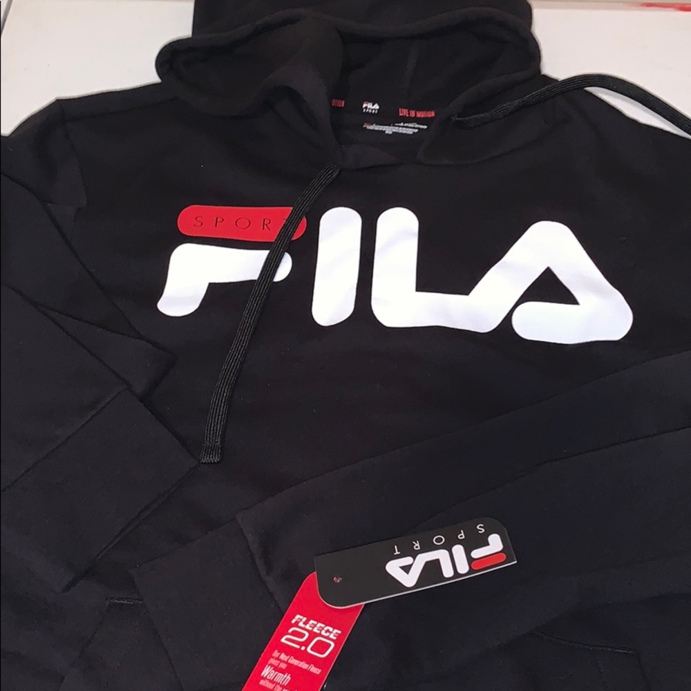 Black Fila pullover hoodie sweatshirt fleece NWT